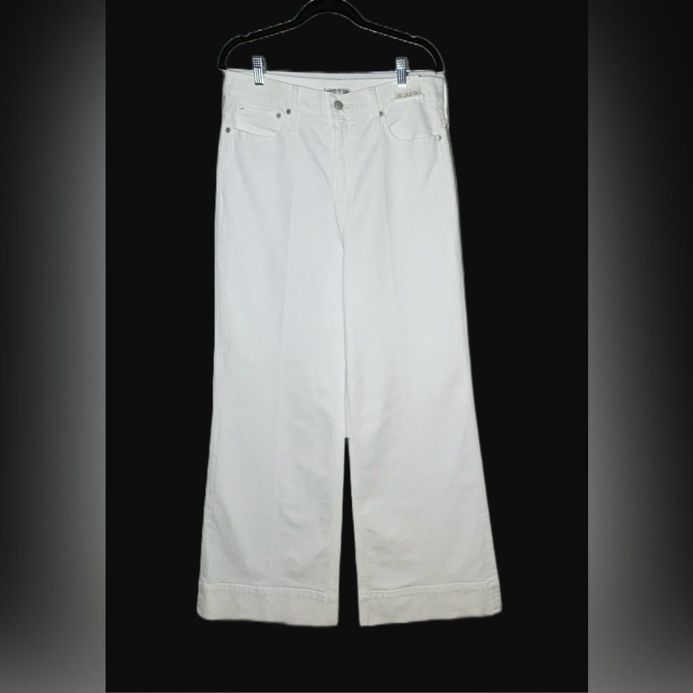 NWT J. Crew Wide-Leg Denim Trouser in White, High Rise, Wide Cuffs Sizes 30 & 32 - Picture 6 of 13
